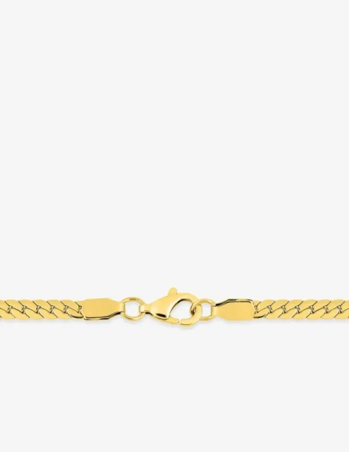 Collier chaine acier doré maille gourmette aplatie SO OR