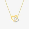 Collier chaîne forçat cœur plaqué or + cœur rhodium et oxydes de zirconium SO OR