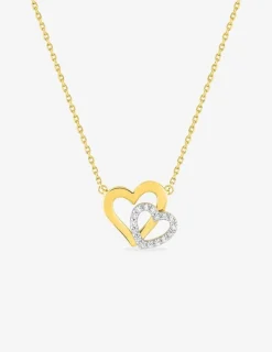 Collier chaîne forçat cœur plaqué or + cœur rhodium et oxydes de zirconium SO OR
