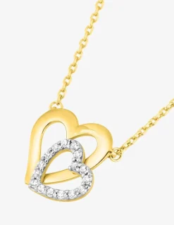 Collier chaîne forçat cœur plaqué or + cœur rhodium et oxydes de zirconium SO OR