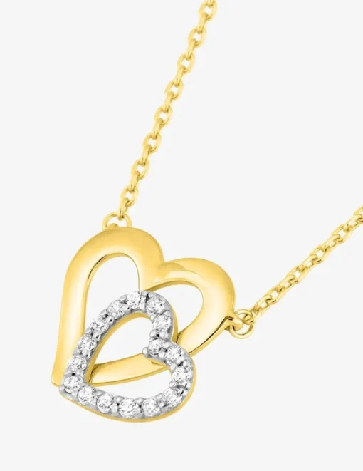 Collier chaîne forçat cœur plaqué or + cœur rhodium et oxydes de zirconium SO OR