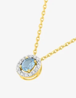 Collier chaîne forçat double ovale plaqué or, rhodium et oxyde de zirconium blanc et bleu SO OR