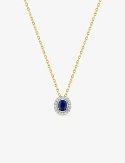 Collier chaîne forçat double ovale plaqué or, rhodium et oxyde de zirconium blanc et bleu foncé SO OR