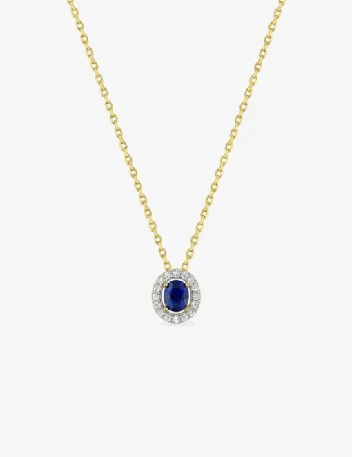 Collier chaîne forçat double ovale plaqué or, rhodium et oxyde de zirconium blanc et bleu foncé SO OR