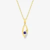 Collier chaîne forçat feuille bicolore plaqué or, rhodium et oxyde de zirconium blanc et bleu foncé SO OR