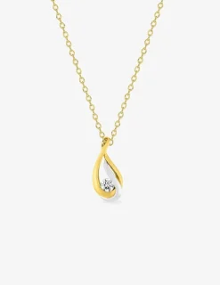 Collier chaîne forçat goutte bicolore plaqué or, rhodium et oxyde de zirconium SO OR