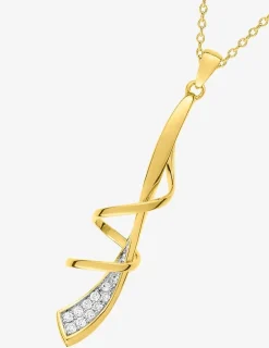 Collier chaîne forçat lignes entremêlées sur bélière plaqué or, rhodium et oxyde de zirconium SO OR