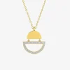 Collier chaîne forçat motif géométrique bicolore plaqué or, rhodium et oxydes de zirconium SO OR