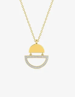 Collier chaîne forçat motif géométrique bicolore plaqué or, rhodium et oxydes de zirconium SO OR