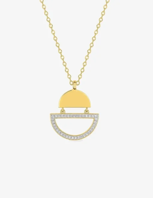 Collier chaîne forçat motif géométrique bicolore plaqué or, rhodium et oxydes de zirconium SO OR