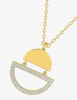 Collier chaîne forçat motif géométrique bicolore plaqué or, rhodium et oxydes de zirconium SO OR