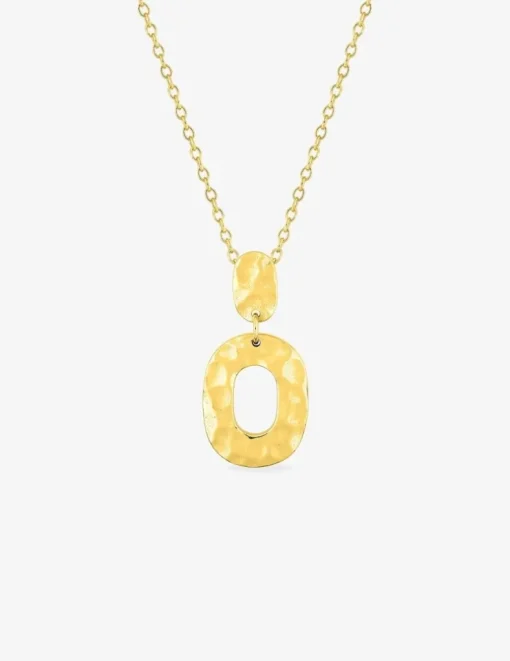 Collier chaîne forçat motifs ovales effet martelé plaqué or SO OR
