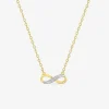Collier chaîne forçat motif infini plaqué or, rhodium et oxydes de zirconium SO OR