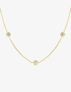 Collier chaîne forçat or jaune 375‰ et 7 oxydes de zirconium sertis clos SO OR