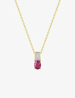 Collier chaîne forçat plaqué or, rhodium et oxyde de zirconium blanc et rouge SO OR