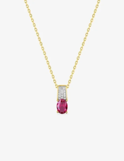 Collier chaîne forçat plaqué or, rhodium et oxyde de zirconium blanc et rouge SO OR