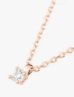 Collier chaîne forçat plaqué or rose et oxyde de zirconium 3 mm serti griffes SO OR