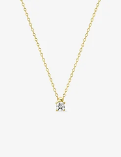 Collier chaîne forçat plaqué or et oxyde de zirconium 4 mm serti griffes SO OR