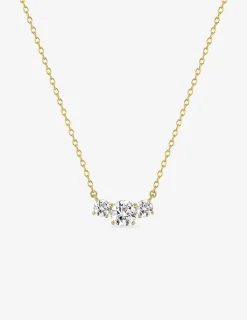 Collier chaîne forçat trilogie plaqué or et oxydes de zirconium sertis griffes SO OR