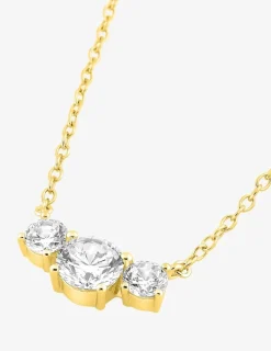 Collier chaîne forçat trilogie plaqué or et oxydes de zirconium sertis griffes SO OR