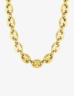 Collier chaîne grain de café en acier doré 7 mm de largeur SO OR