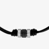 Collier cordon cuir et acier SO OR