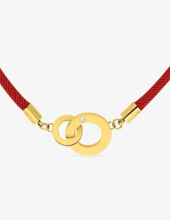 Collier cordon nylon rouge, acier et oxyde de zirconium SO OR