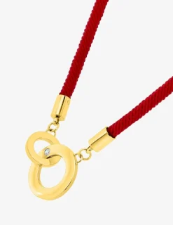 Collier cordon nylon rouge, acier et oxyde de zirconium SO OR