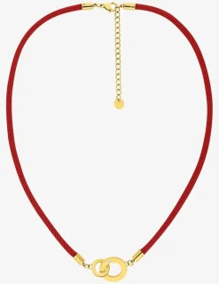 Collier cordon nylon rouge, acier et oxyde de zirconium SO OR