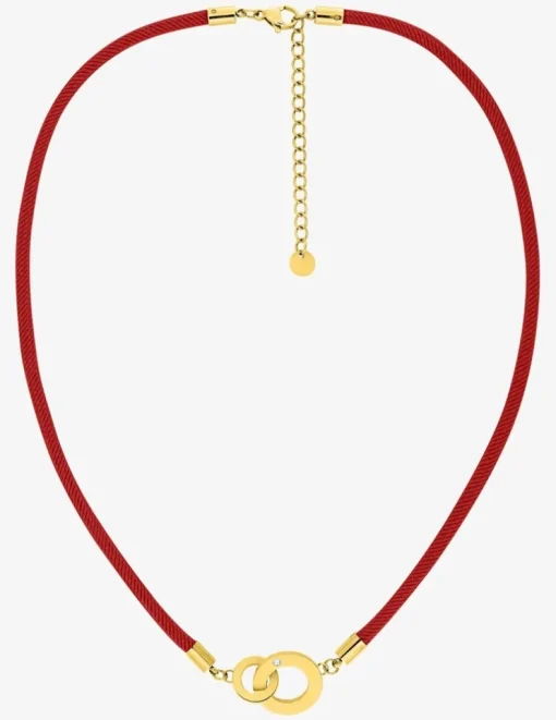 Collier cordon nylon rouge, acier et oxyde de zirconium SO OR