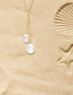 Collier cravate or jaune 375‰ et perles 8 mm SO OR