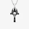 Collier croix et tête de mort ailée acier noirci SO OR