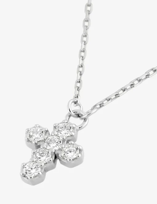 Collier croix or blanc 375‰ et oxydes de zirconium SO OR