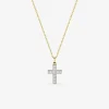 Collier croix oxydes de zirconuim en or jaune 375 ‰ et rhodié SO OR