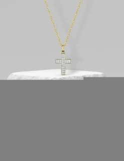 Collier croix oxydes de zirconuim en or jaune 375 ‰ et rhodié SO OR