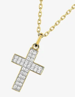 Collier croix oxydes de zirconuim en or jaune 375 ‰ et rhodié SO OR