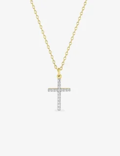 Collier croix plaqué or, rhodium et oxydes de zirconium SO OR