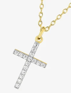 Collier croix plaqué or, rhodium et oxydes de zirconium SO OR