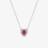 Collier cœur argent 925‰ rhodié et oxyde de zirconium rouge accompagné SO OR