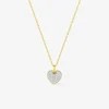 Collier cœur empierré oxydes de zirconium en or jaune 375 ‰ et rhodium SO OR
