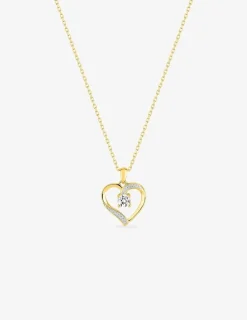 Collier cœur en or jaune 375 ‰, oxydes de zirconium SO OR