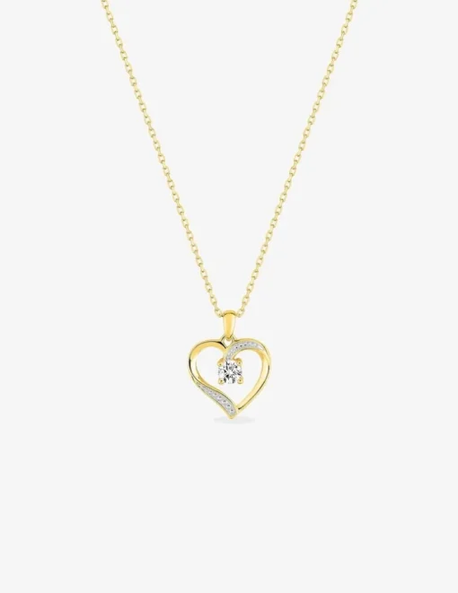Collier cœur en or jaune 375 ‰, oxydes de zirconium SO OR