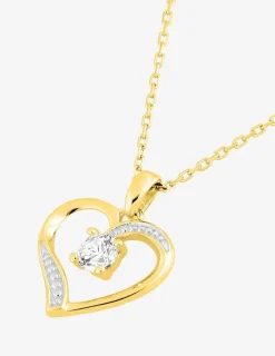 Collier cœur en or jaune 375 ‰, oxydes de zirconium SO OR