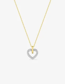 Collier cœur en or jaune 375 ‰ rhodié et oxyde de zirconium SO OR