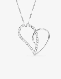 Collier cœur fantaisie argent 925‰ rhodié et oxydes de zirconium SO OR