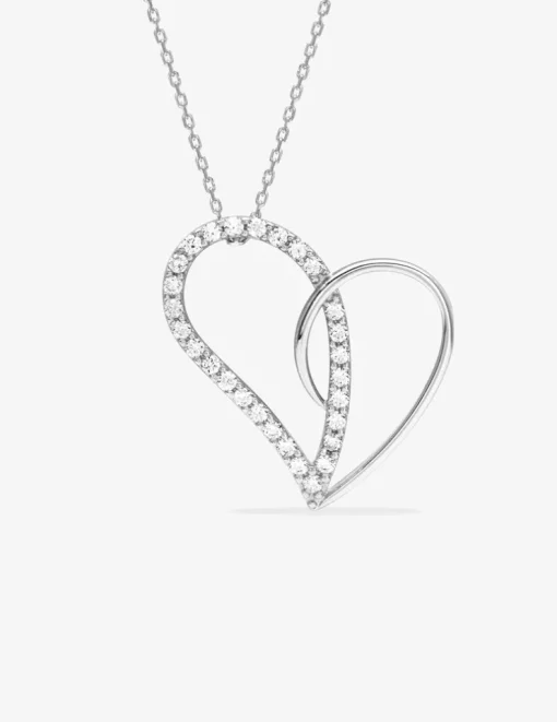Collier cœur fantaisie argent 925‰ rhodié et oxydes de zirconium SO OR