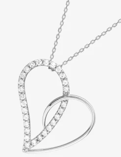 Collier cœur fantaisie argent 925‰ rhodié et oxydes de zirconium SO OR