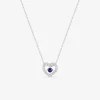 Collier cœur or blanc 375‰, saphir et oxyde de zirconium SO OR