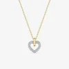 Collier cœur or jaune 750 ‰, oxyde de zirconium et rhodium SO OR