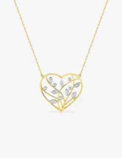 Collier cœur or jaune 375 ‰ rhodium et motif découpé fantaisie SO OR